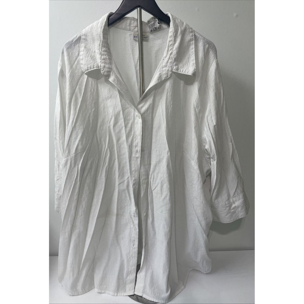 White Stag Button Down Shirt Womens 26W/28W White Good Short‎ Sleeve Textured